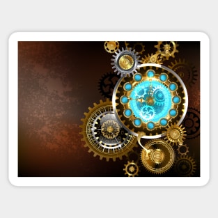 Steampunk Unusual Clock with Gears Sticker